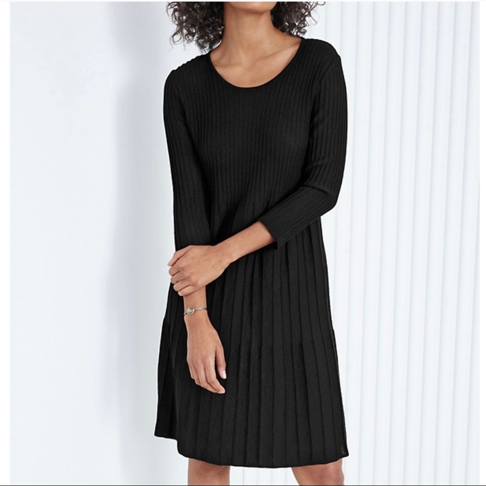 Eileen Fisher Washable Wool Scoop Neck Dress gray